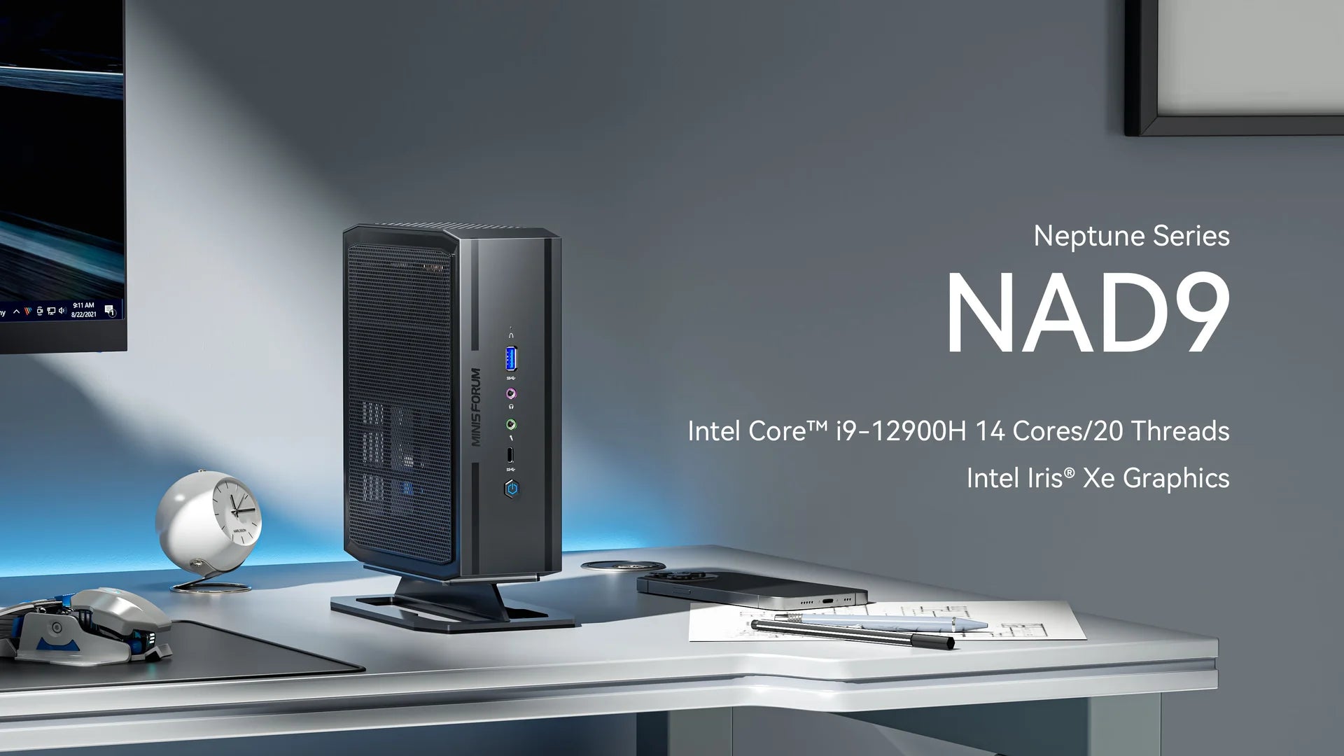 Minisforum Neptune NAD9 Mini PC 迷你電腦 (i9-12900H、16GB DDR4 RAM、512GB SSD、Windows 11 Home) 免費升級至3 年保養